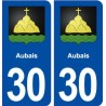 30 Aubais blason ville autocollant plaque immatriculation département