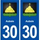 30 Aubais blason ville autocollant plaque immatriculation département