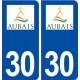 30 Aubais logo ville autocollant plaque immatriculation département