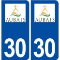 30 Aubais logo ville autocollant plaque immatriculation département