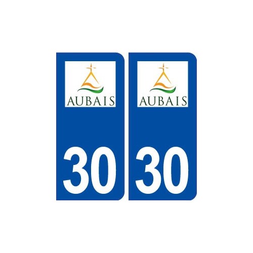 30 Aubais logo ville autocollant plaque immatriculation département