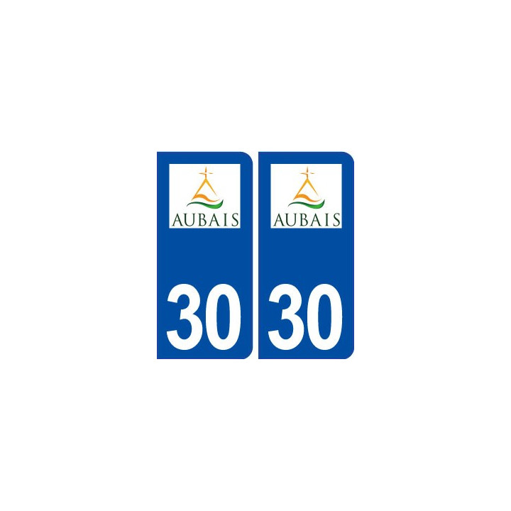 30 Aubais logo ville autocollant plaque immatriculation département