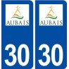 30 Aubais logo ville autocollant plaque immatriculation département