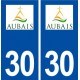 30 Aubais logo ville autocollant plaque immatriculation département
