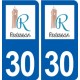 30 Redessan logo ville autocollant plaque immatriculation département