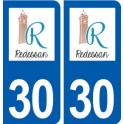 30 Redessan logo ville autocollant plaque immatriculation département