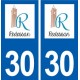 30 Redessan logo ville autocollant plaque immatriculation département