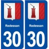 30 Redessan blason ville autocollant plaque stickers