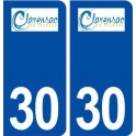 30 Clarensac logo ville autocollant plaque immatriculation département