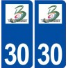 30 Bessèges logo ville autocollant plaque immatriculation département