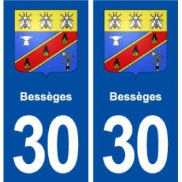 30 Bessèges blason ville autocollant plaque immatriculation département
