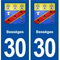 30 Bessèges blason ville autocollant plaque stickers