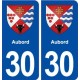 30 Aubord blason ville autocollant plaque immatriculation département