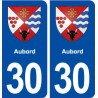 30 Aubord blason ville autocollant plaque immatriculation département