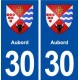 30 Aubord blason ville autocollant plaque immatriculation département