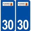 30 Aubord logo ville autocollant plaque immatriculation département