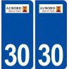 30 Aubord logo ville autocollant plaque immatriculation département