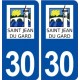 30 Saint Jean du Gard logo ville autocollant plaque immatriculation département