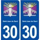30 Saint Jean du Gard blason ville autocollant plaque immatriculation département