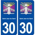 30 Saint Jean du Gard blason ville autocollant plaque immatriculation département