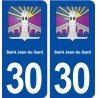 30 Saint Jean du Gard blason ville autocollant plaque immatriculation département