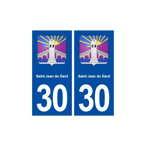 30 Saint Jean du Gard blason ville autocollant plaque immatriculation département