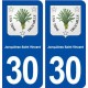 30 Jonquières Saint Vincent blason ville autocollant plaque immatriculation département