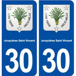 30 Jonquières Saint Vincent blason ville autocollant plaque immatriculation département