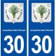 30 Jonquières Saint Vincent blason ville autocollant plaque immatriculation département