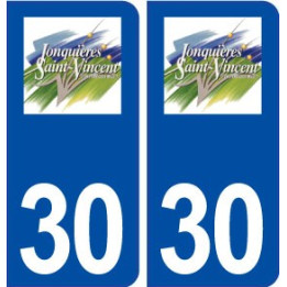 30 Jonquières Saint Vincent logo ville autocollant plaque immatriculation département