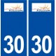 30 Rousson logo ville autocollant plaque immatriculation département