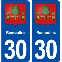 30 Remoulins blason ville autocollant plaque immatriculation département