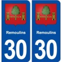 30 Remoulins blason ville autocollant plaque immatriculation département