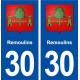 30 Remoulins blason ville autocollant plaque immatriculation département
