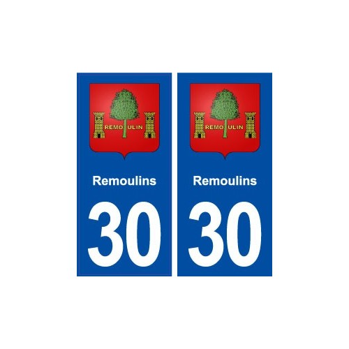 30 Remoulins blason ville autocollant plaque immatriculation département