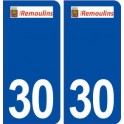 30 Remoulins logo ville autocollant plaque immatriculation département