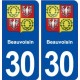 30 Beauvoisin blason ville autocollant plaque immatriculation département