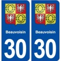 30 Beauvoisin blason ville autocollant plaque immatriculation département