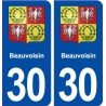 30 Beauvoisin blason ville autocollant plaque immatriculation département