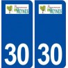 30 Meynes logo ville autocollant plaque immatriculation département
