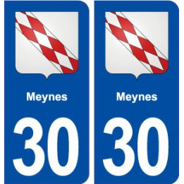 30 Meynes blason ville autocollant plaque immatriculation département