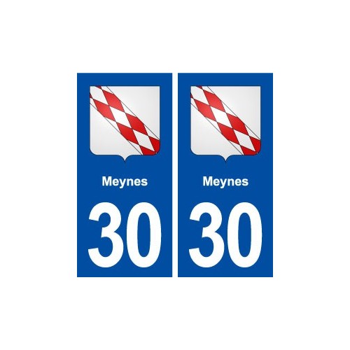 30 Meynes blason ville autocollant plaque immatriculation département