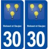 30 Boisset et Gaujac blason ville autocollant plaque immatriculation département