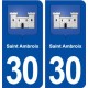 30 Saint Ambroix blason ville autocollant plaque immatriculation département
