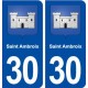 30 Saint Ambroix blason ville autocollant plaque immatriculation département