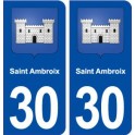 30 Saint Ambroix blason ville autocollant plaque immatriculation département
