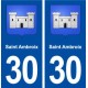 30 Saint Ambroix blason ville autocollant plaque immatriculation département