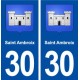 30 Saint Ambroix blason ville autocollant plaque immatriculation département