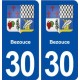 30 Bezouce blason ville autocollant plaque immatriculation département