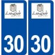 30 Langlade logo ville autocollant plaque immatriculation département